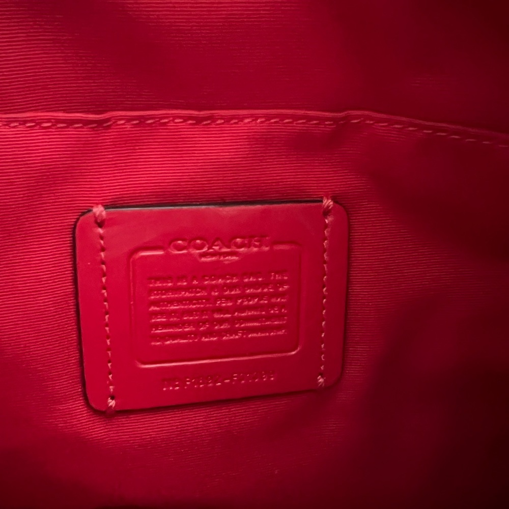 Coach Red Pebbled Leather Shoulder Hobo with Silver Hardware - Picture 8 of 11